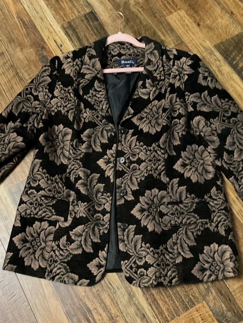 BP-Denim & Co Black and Gold floral .blazer-large ladies
